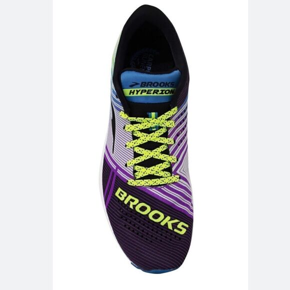 Brooks Hyperion Purple Teal Neon Stripe Lace Up Lightweight Running Shoes - Picture 1 of 16